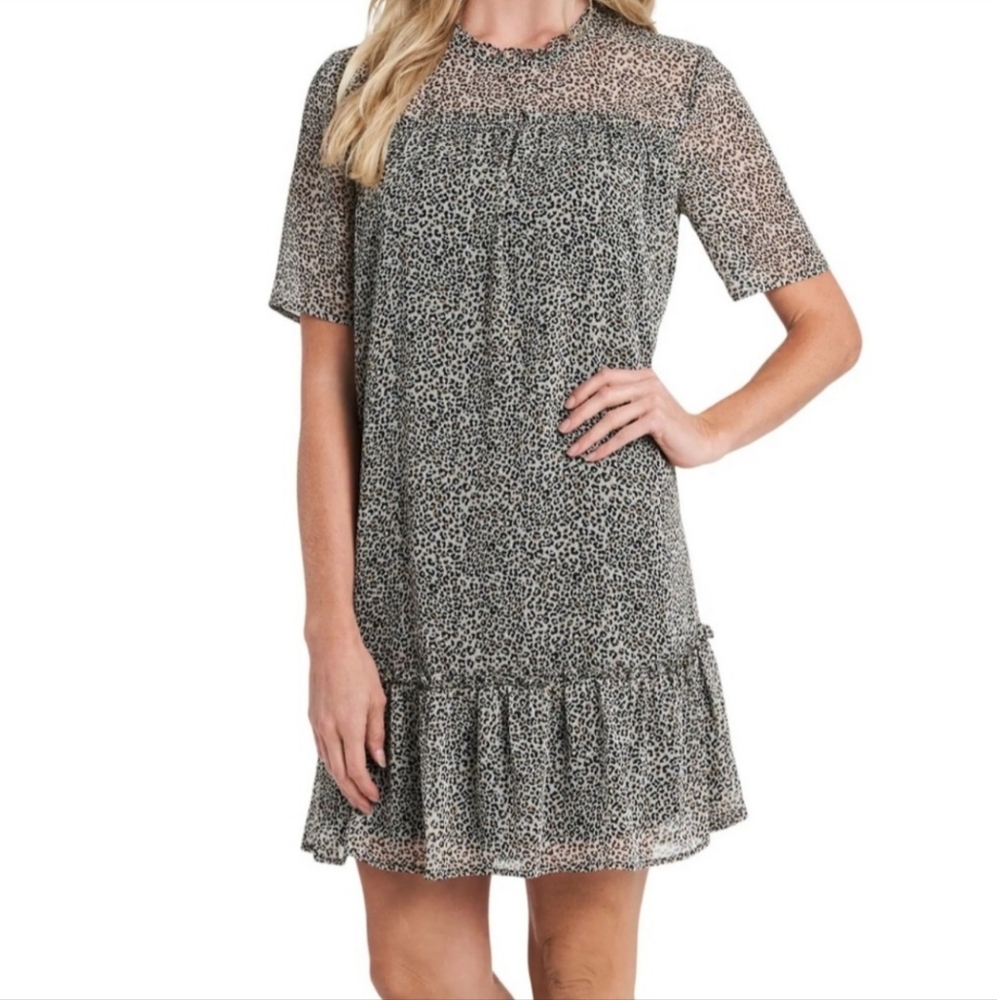 CeCe Leopard Print Short Sleeve Dress - 14